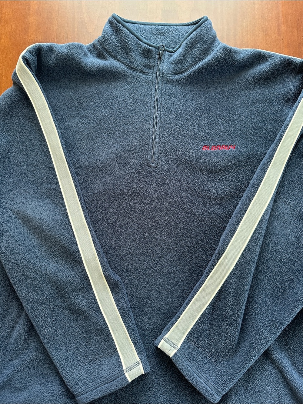 VTG 2001 Old Navy Quarter-Zip Fleece Sweater with Cream Stripe
